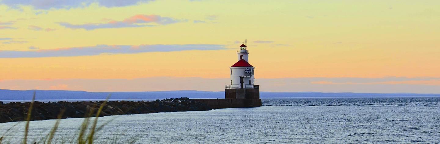 The Superior Entry Lighthouse on Wisconsin Point is a popular site for beachgoers. Photo by Megan Wilson.