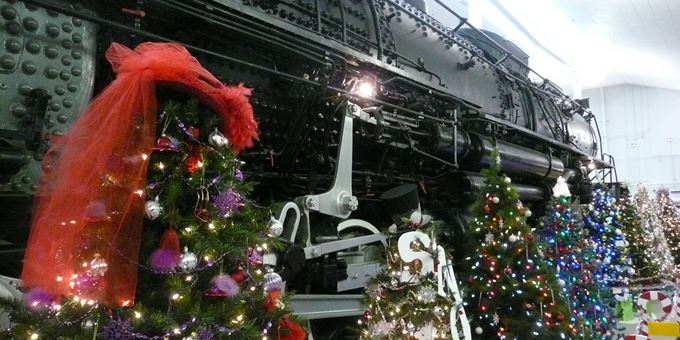 Decorated trees for the Festival of Trees event at the National Railroad Museum.