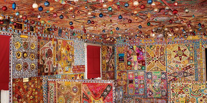 Loy Bowlin, Beautiful Holy Jewel Home (installation detail, living room), c. 1985–1990; John Michael Kohler Arts Center Collection. photo: 2006, John Michael Kohler Arts Center Artist Archives.