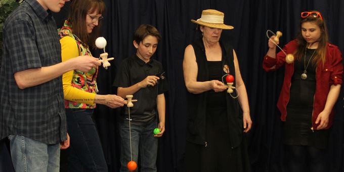 Challenges and fun with the action skill toy Kendama.  The Action Day includes fun with yo-yos, diabolos, kendamas, juggling, and other fun &amp; unusual hands-on action toys. Event is for ages 8-108.