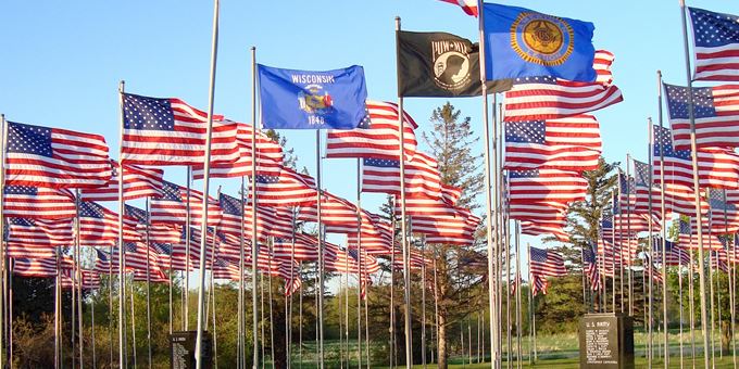 Veteran&#39;s Flag Park located on Hwy 14 West by American Legion Post 13, 900 Flag Park Dr., Richland Center, WI.