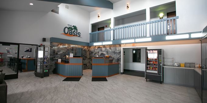 Spacious Front Desk area at The Oasis Hotel
