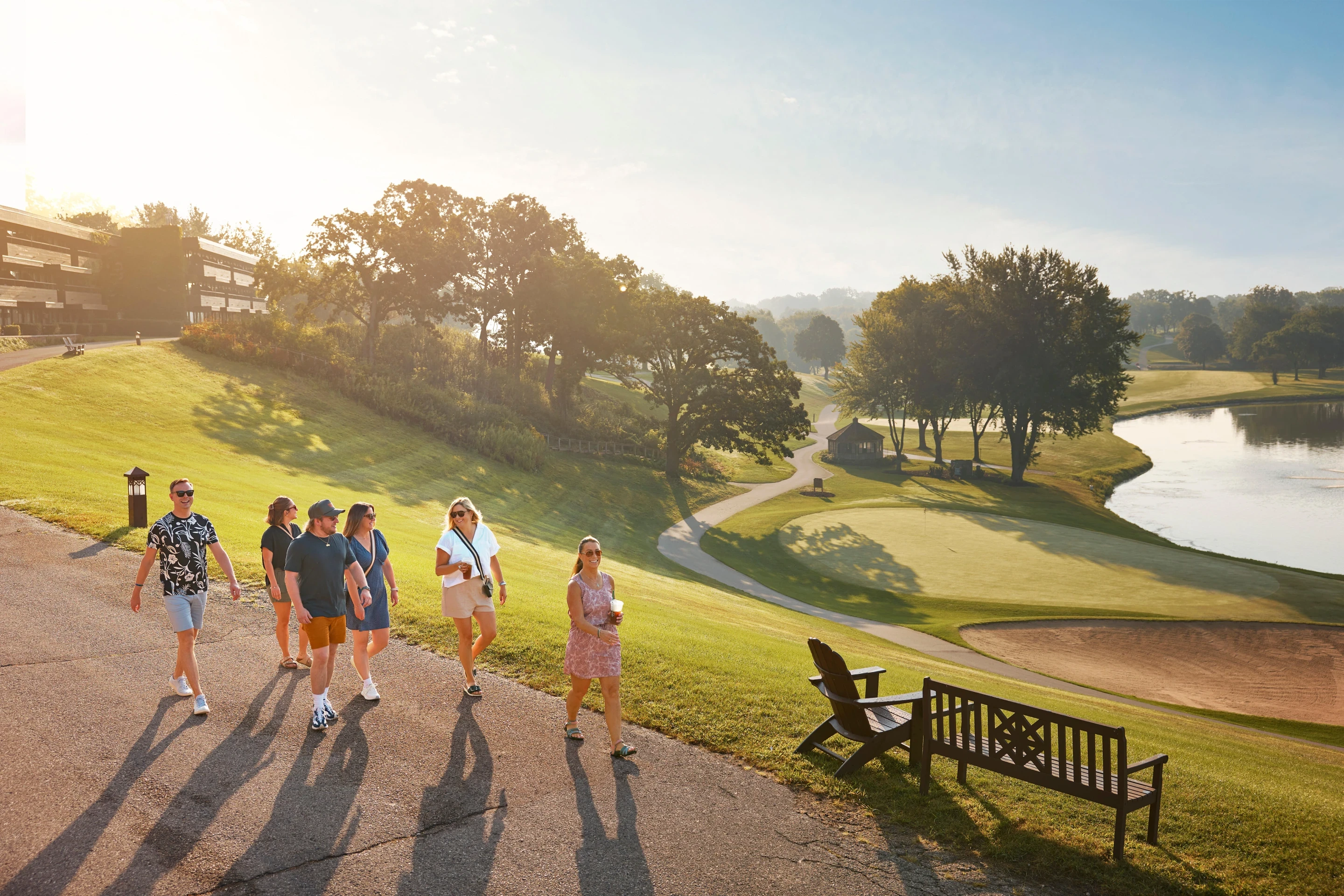 0013-Friends Walk on Path-Grand Geneva Resort