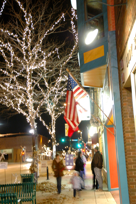 Holiday Lights mark the Broadway District.