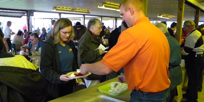 Serving up some delicious food at the Tri-County Dairy Breakfast!