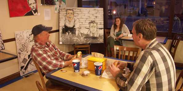 Numerous downtown businesses in Evansville host art and artists for the Art Crawl.  Photo by Kelly Gildner.