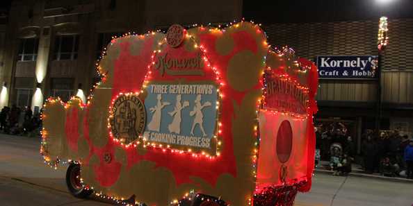 A recreation of the Monarch float.  A staple of parades for years. The medallion on the side is from the original float.