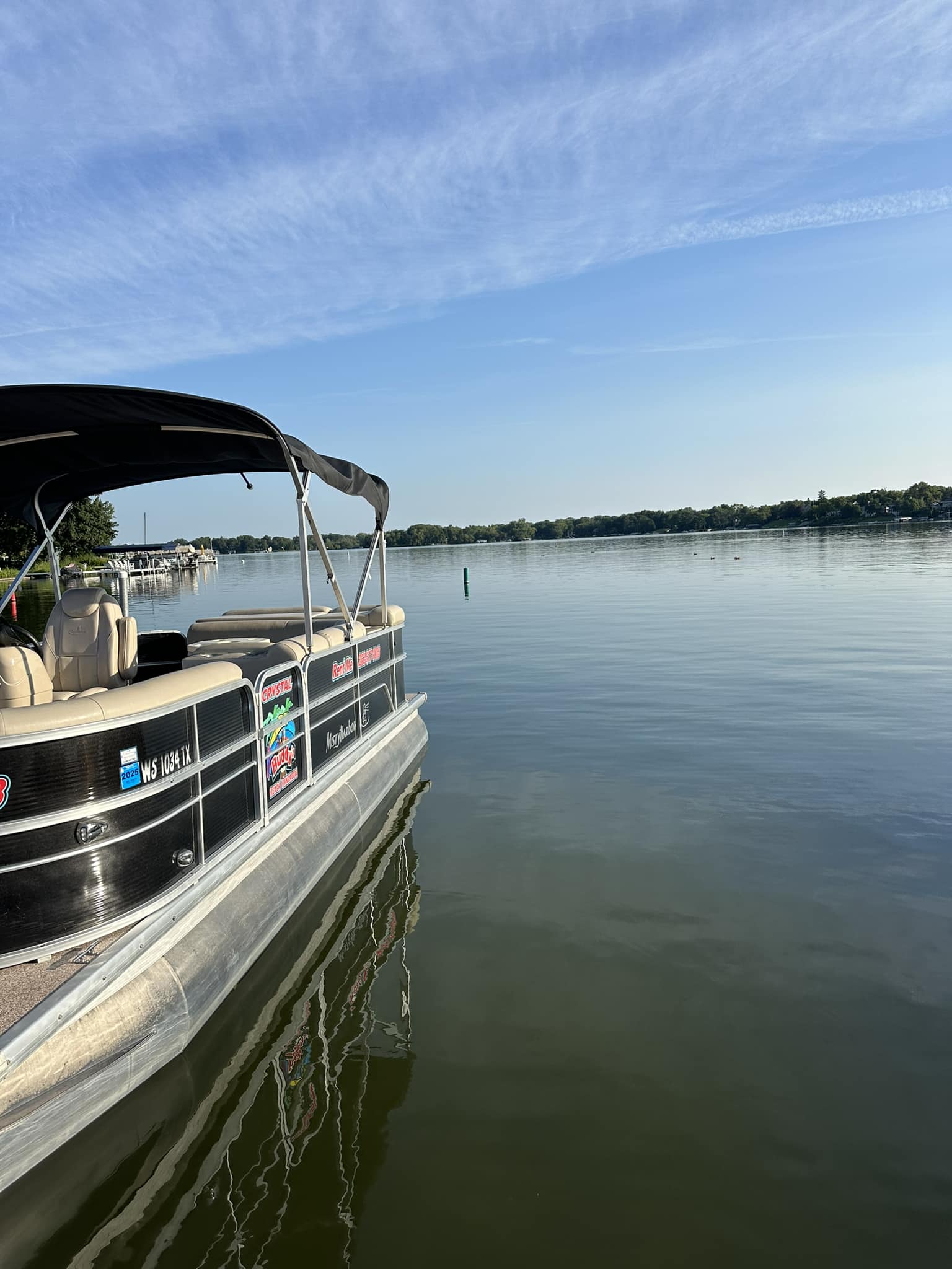 Pontoon boats used for tours.