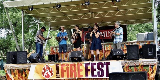 Midwest Fire Fest stage &amp; band