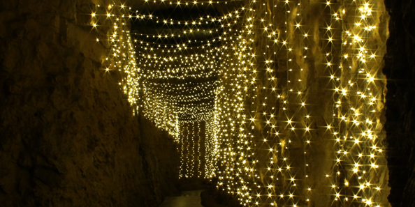Enjoy our holiday-decorated tunnel below ground. Makes for a great photo opportunity!