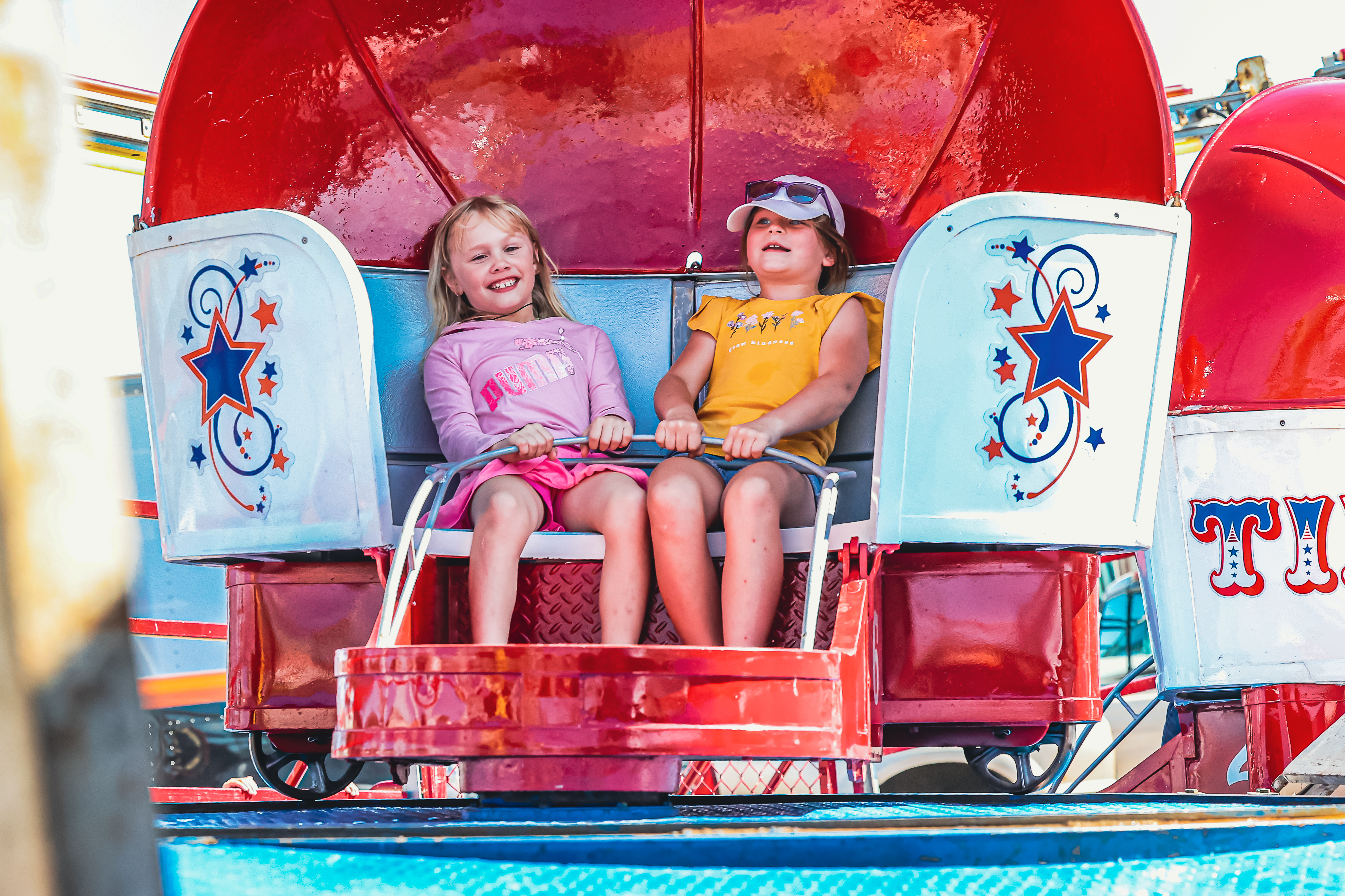 Kids on carnival rides