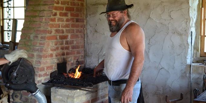 Greg Winz fires up the forge for Blacksmithing