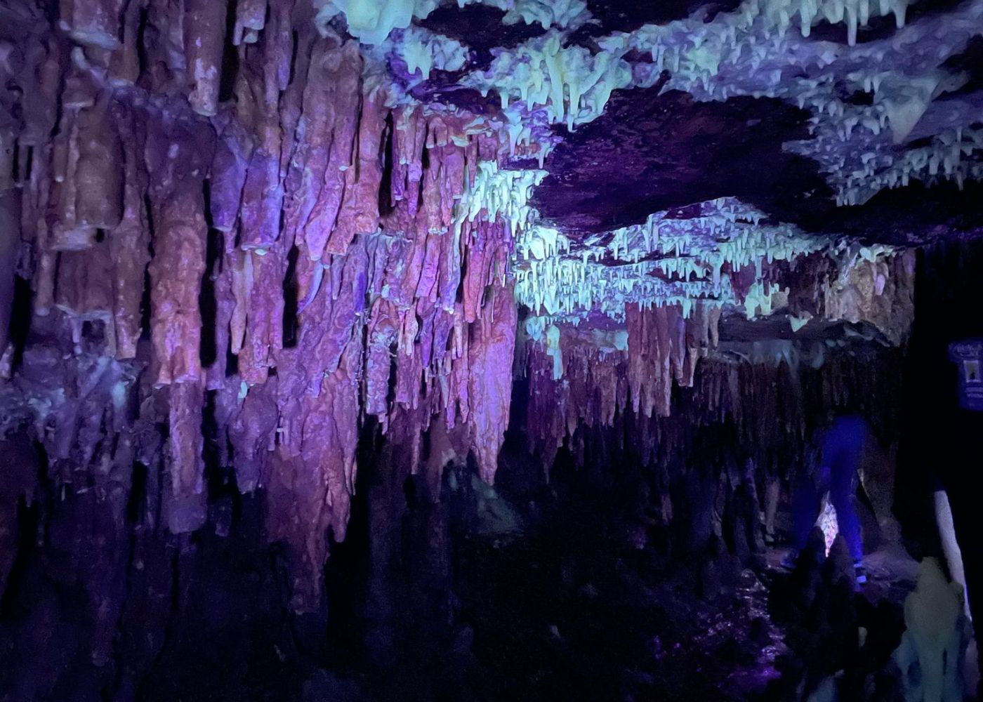 Glowing cave formations in Cave of the Mounds