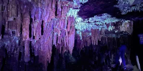 Glowing cave formations in Cave of the Mounds