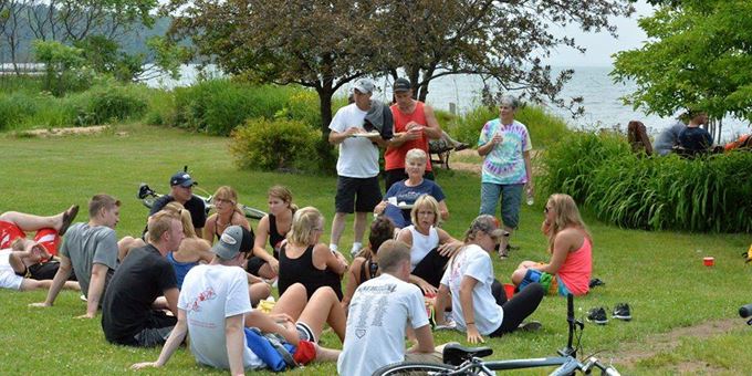 P4: Pedal, Paddle, Plod and Plunge. A multi-sport, team or individual event on Madeline Island. Followed by a post-race BBQ.