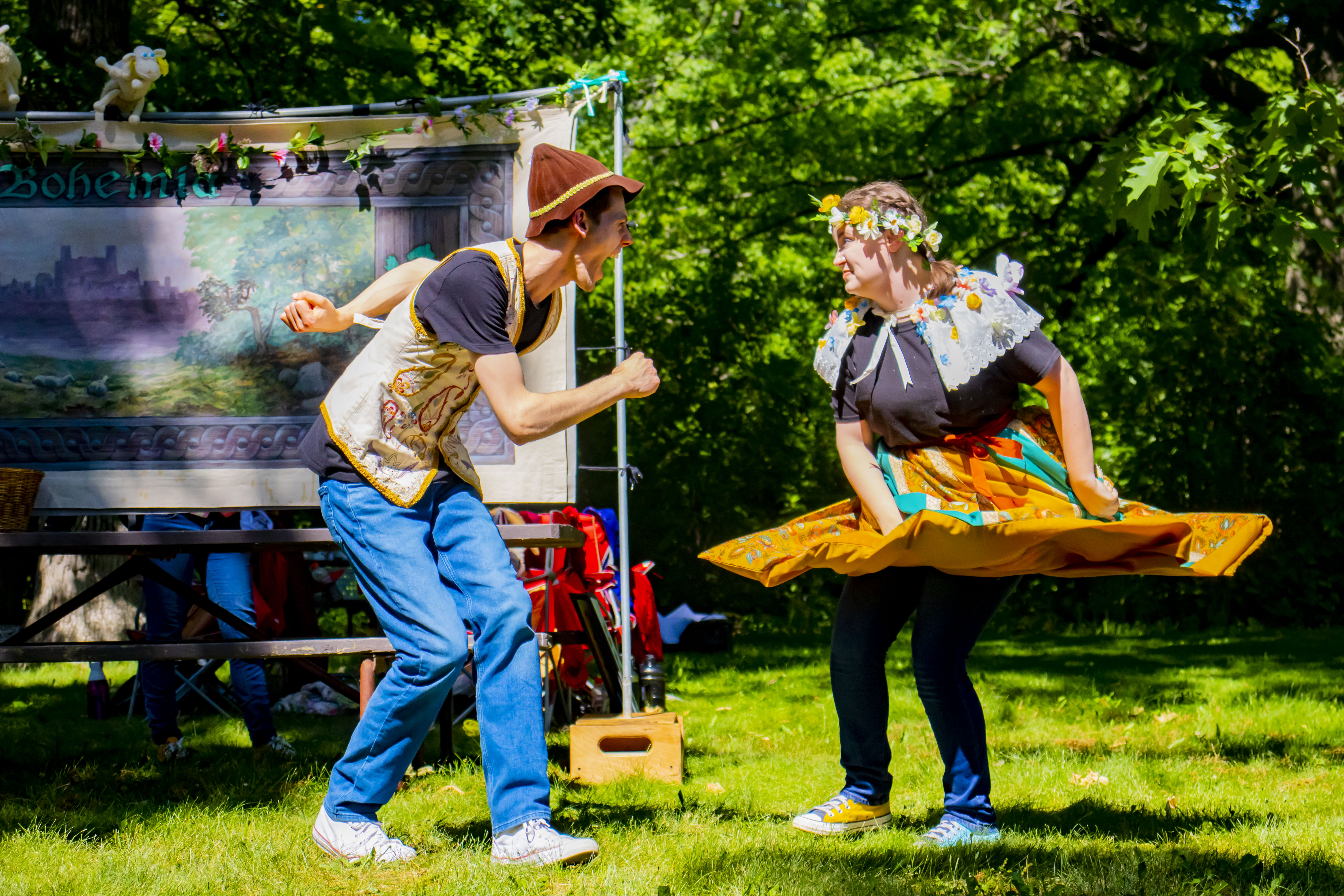Cole Conrad (L) and Caroline Norton in Summit Players Theatre's THE WINTER'S TALE, 2021.