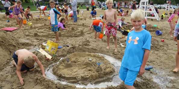 The infamous sand castle building contest at Kids Day.