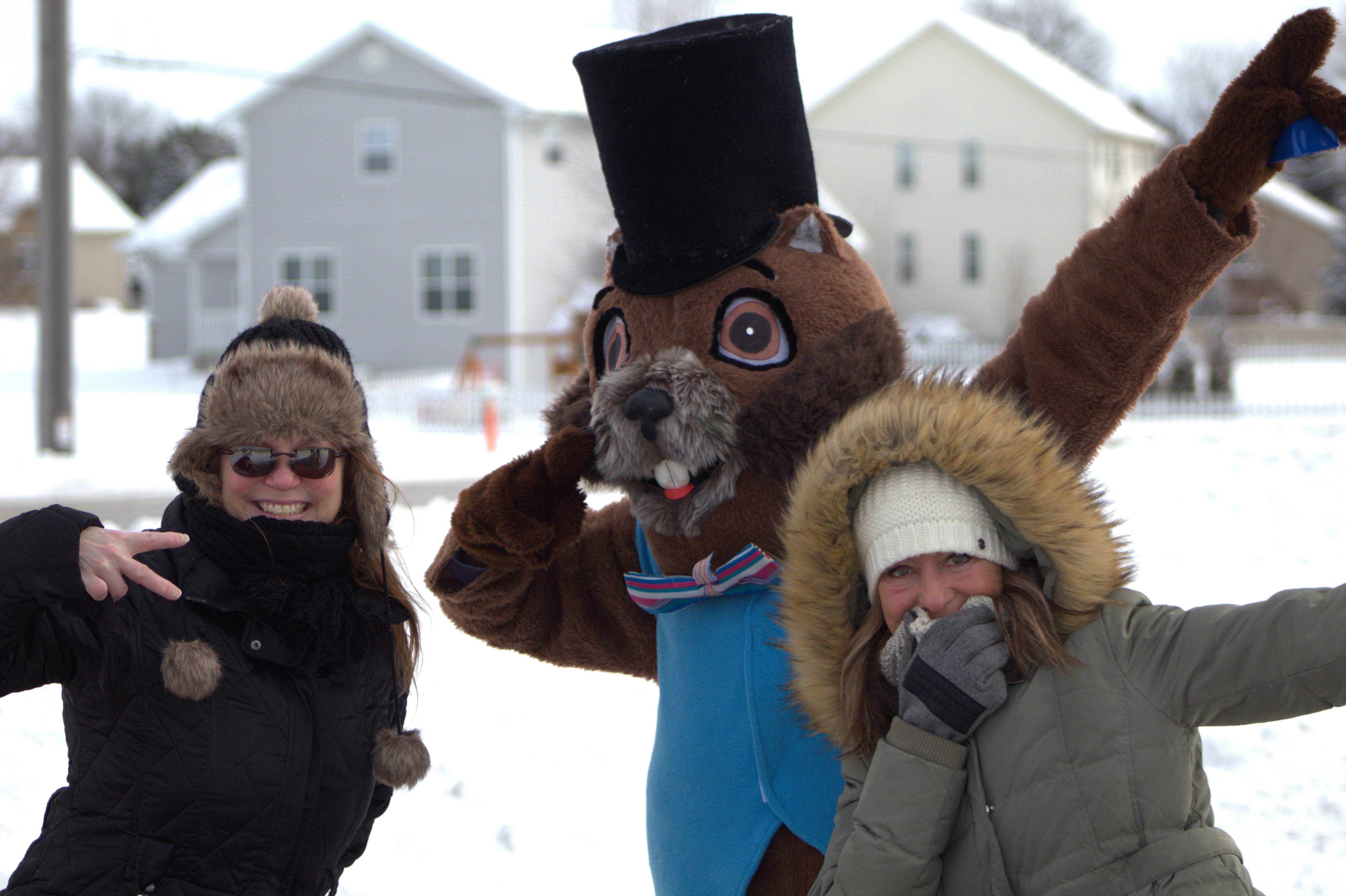 Jimmy the Groundhog with Sun Prairie residents