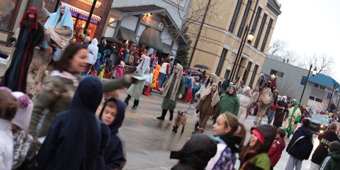 A live nativity is held after the parade during downtown Oconomowoc&#39;s Christmas Open House event.