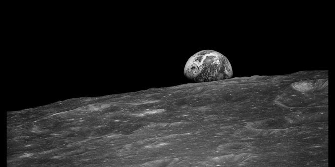 William Anders (American, b. 1933), NASA (National Aeronautics and Space Administration) (founded 1958), Michael Light (American, b. 1963), Earthrise Seen for the First Time by Human Eyes, photograph by William Anders, Apollo 8, December 24, 1968, from the project Full Moon, 1999, printed 2021. Gift of Photography Council, M2001.47. Courtesy the artist. Negative NASA; digital image &#169; 1999 Michael Light