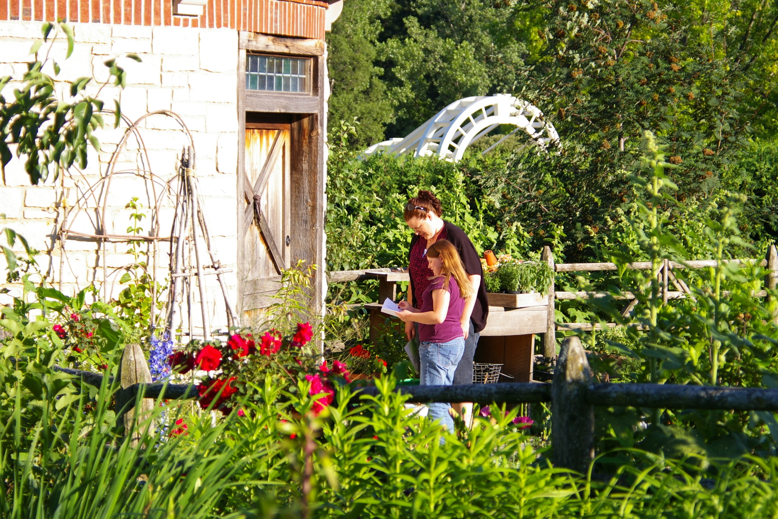 Enjoying a scavenger hunt at the garden.