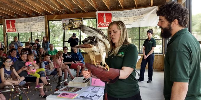 REGI&#39;s presenting some of their raptors that will be fed the bullhead caught during this event.