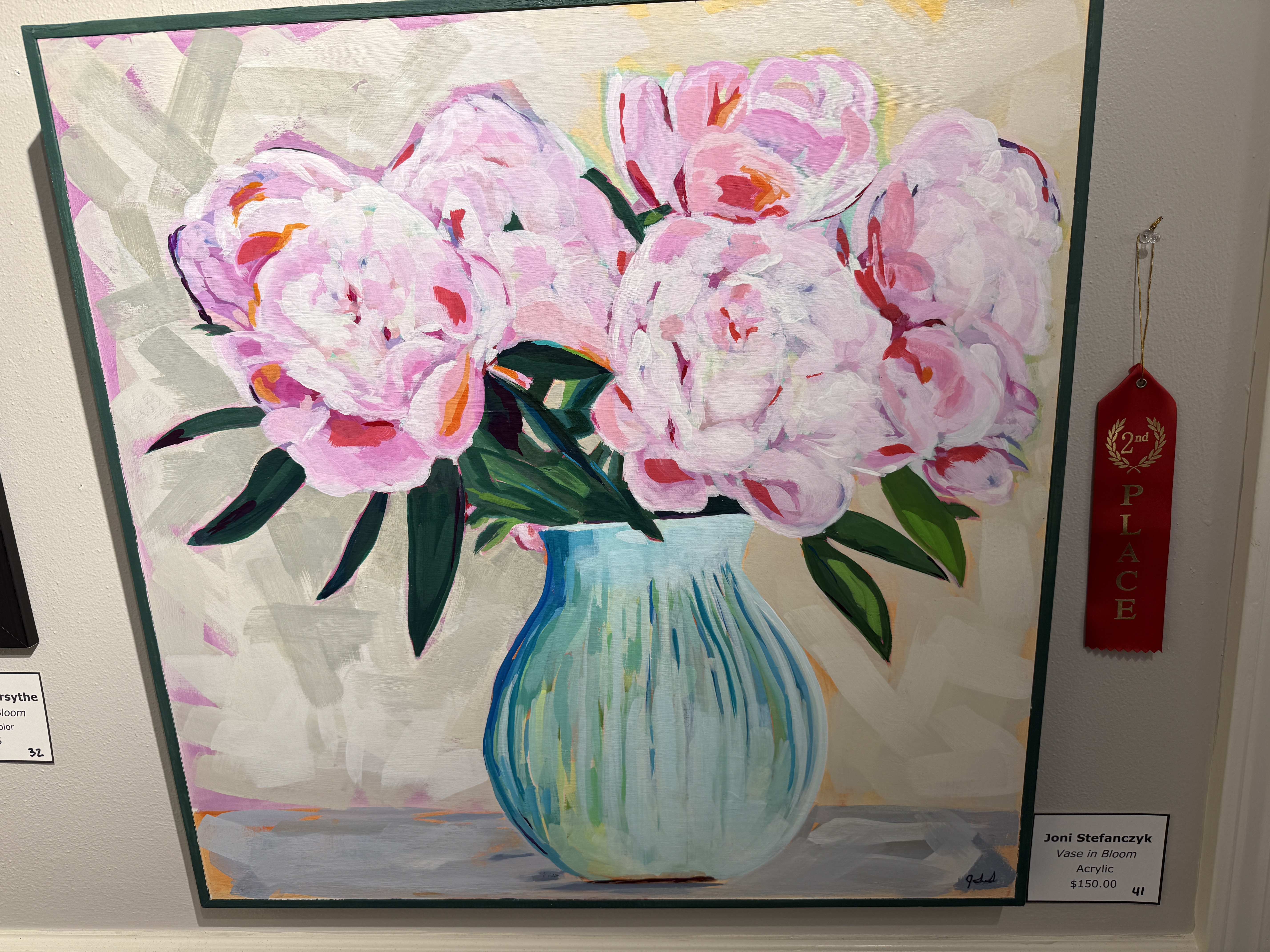 traditional oil painting of peonies