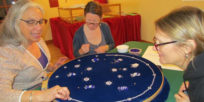 Karen Ann Hoffman teaches beadwork at Folklore Village&#39;s Midwinter Festival in 2017