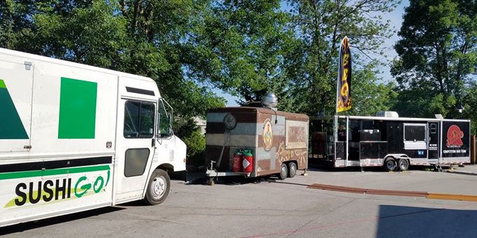 Three of the 25 food trucks at the July 2017 Food Truck Festival