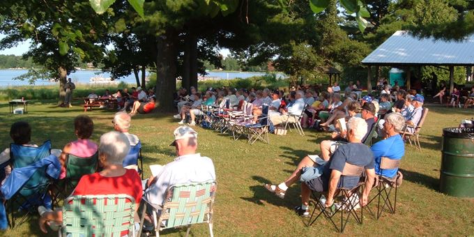 Siren&#39;s Crooked Lake is a beautiful location for enjoying a warm summer&#39;s evening while listening to a wonderful concert at the band shell.