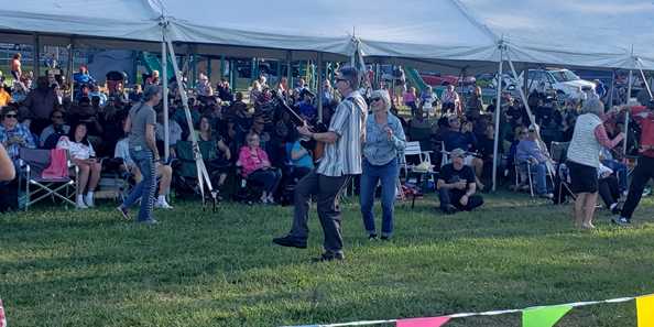Musicians engage the audience at Blues on the Bay in Ellison Bay, WI