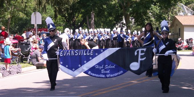 The Evansville Band is a regular star in the annual Fourth of July parade, a traditional crowd pleaser.