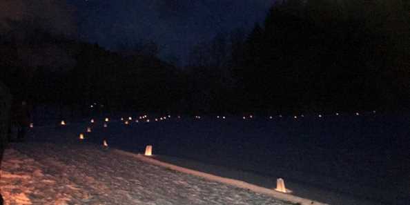 Two miles of trails are lighted by candles, and visitors are welcome to guide themselves!
