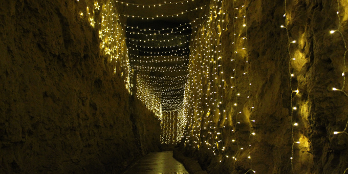 Lights are put into the cave for only a short while to brighten up the winter months.