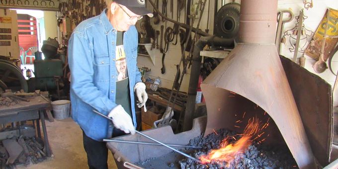 Blacksmith demonstration at Oak Clearing Farm during Open House Racine County.