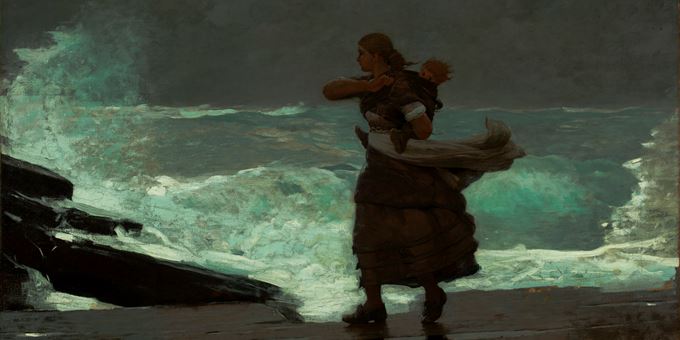 Winslow Homer, The Gale, 1883–93. Oil on canvas. Museum Purchase, 1916.48. Image courtesy of the Worcester Art Museum.