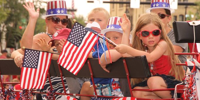 Lots of red, white and blue in the annual Fourth of July Parade.