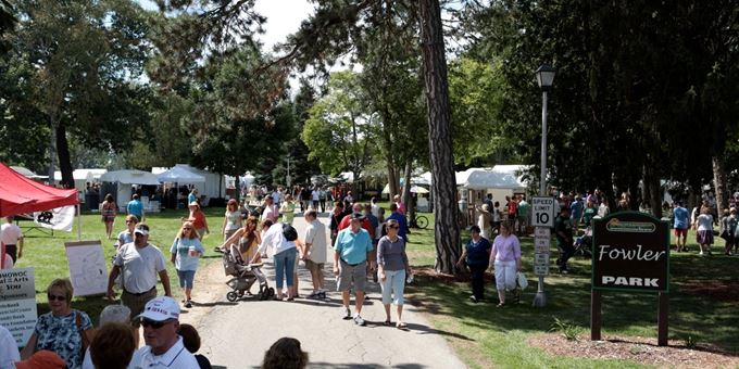 Stroll through hundreds of vendors in Fowler Park during the Festival of the Arts juried art fair.