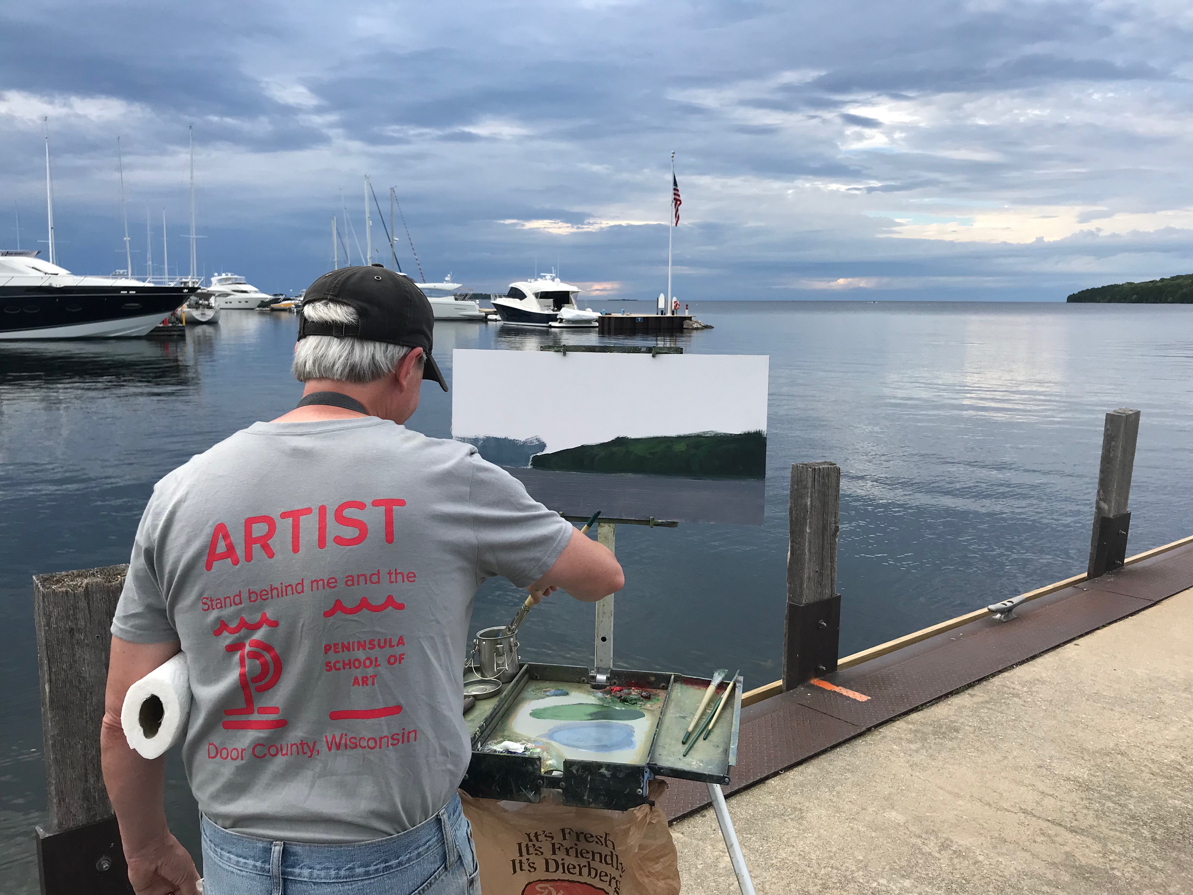 Artist Shawn Cornell painting on location in Fish Creek