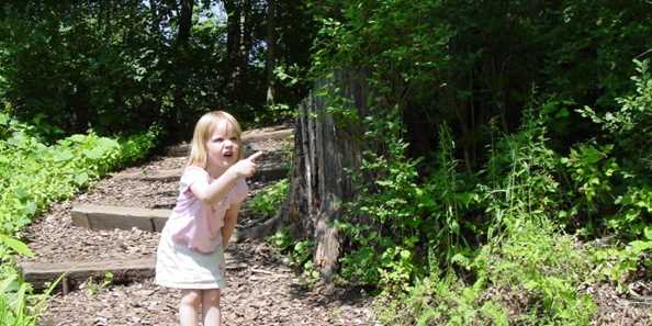 Young girl explores one of Cave of the Mounds hiking trails
