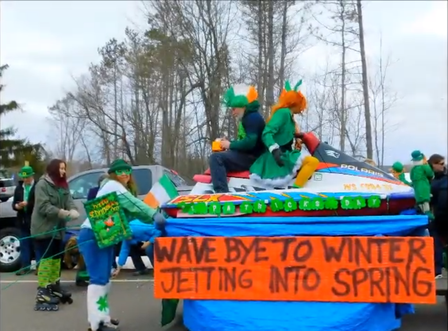 Colorful and creative floats make their way down the street during the Pickerel-Pearson St. Patrick’s Day Parade.