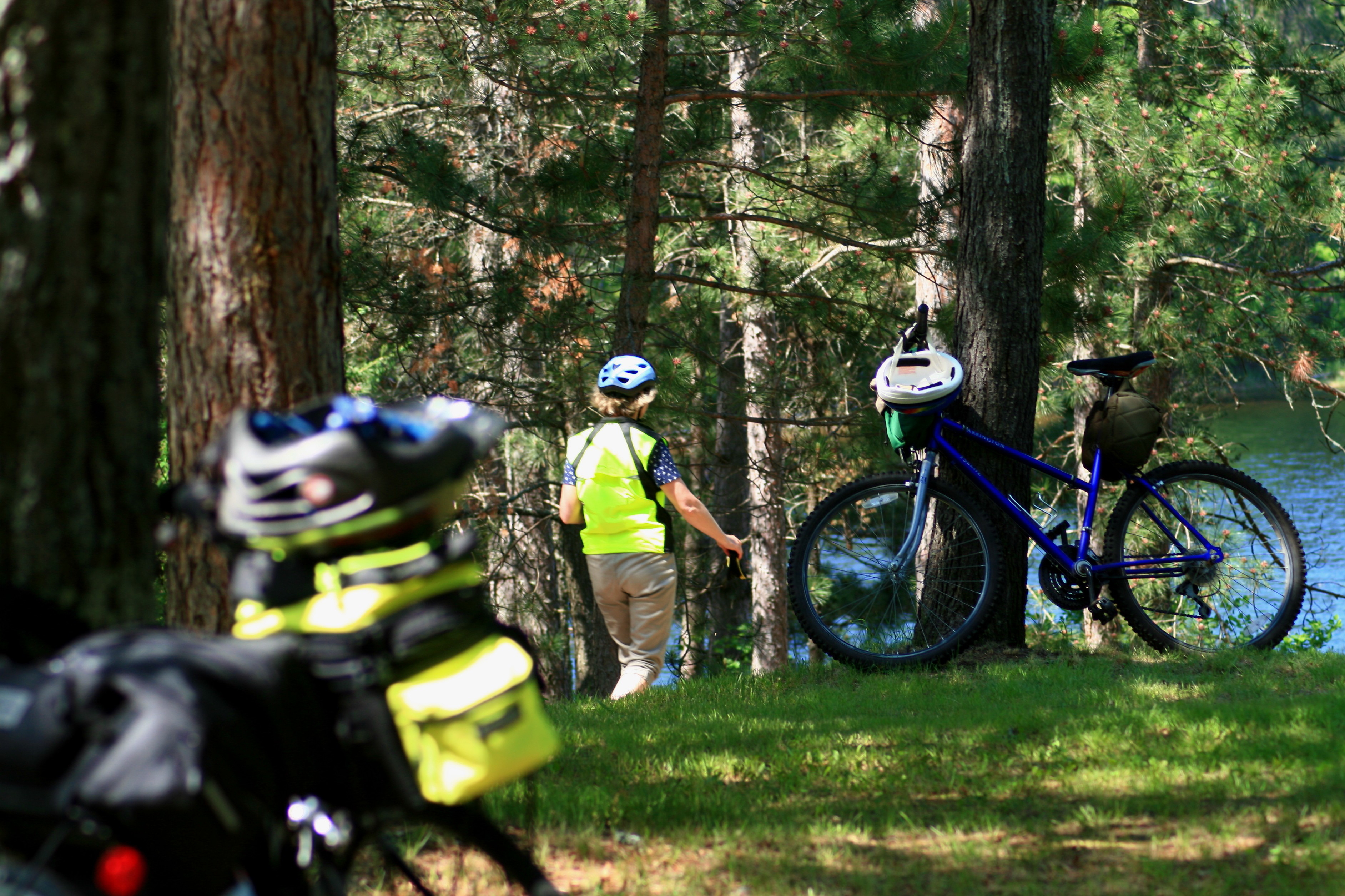 Riders stop for a break along their scenic route.