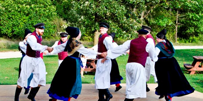 The Pommersche Tanzdeel Freistadt Dancers from Mequon, WI entertaining the guests at Oktoberfest.