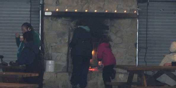 After your hike, warm up by the fire and enjoy some hot cocoa and a s&#39;more!