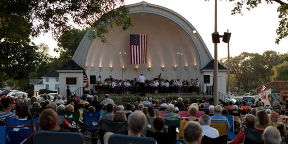 The Oconomowoc American Legion Band kicks off the evening&#39;s festivities with a concert at the band shell.