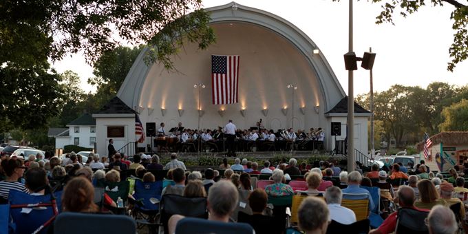 The Oconomowoc American Legion Band kicks off the evening&#39;s festivities with a concert at the band shell.