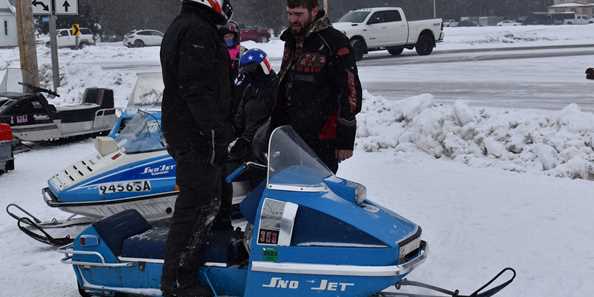 Two Sno Jet Snowmobiles getting ready for the Classic Cruise.