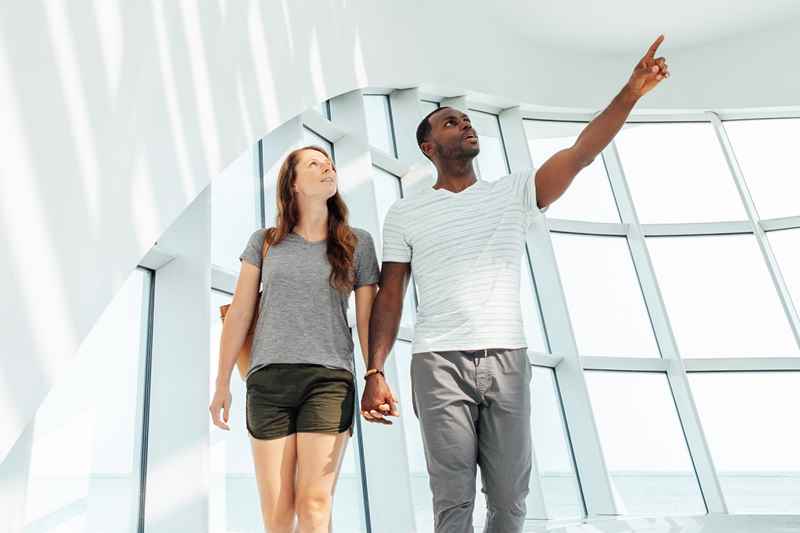Couple Explores The Calatrava Wing Of The Milwaukee Art Museum In Milwaukee