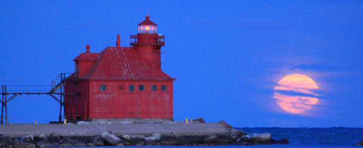 Lighthouse and Moon