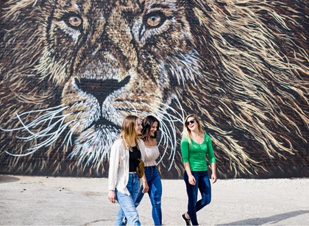 Green Bay lion mural loading=